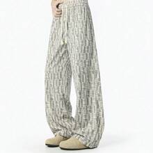 Men Summer Ice Silk Pants Loose Fit Straight Leg Casual Trousers Hong Kong Style Draped Quick Dry Long Pants,Men Clothes - 白色 - 查看 3