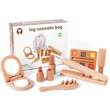 1PC-Wooden Pretend Play Makeup Toys Simulation Cosmetics Set Girls Play Hairdressing Simulation Make Up Preschool Toys - Multicolor - View 7