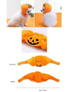 1 件圣诞节趣味南瓜宠物帽，可爱动物服装头饰配饰 - 橘色 - 查看 6