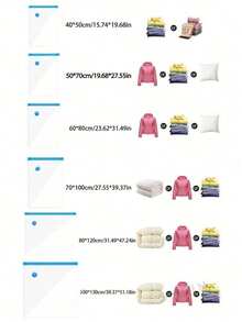 5 cái/4 cái/3 cái/1 cái Túi đựng chân không tiết kiệm không gian Thích hợp đựng quần áo, nệm, chăn, chăn bông, gối, chăn bông, khi đi du lịch và di chuyển - Trong sáng - Xem 3