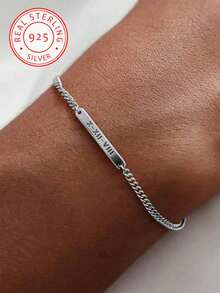 A 925 Silver Personalised Laser Engraved Name Custom Bracelet, Adjustable Length Custom Bracelet, Anniversary, Christmas, Birthday Gift, Personalised Keepsake For Girlfriend, Wife - Silver - View 4