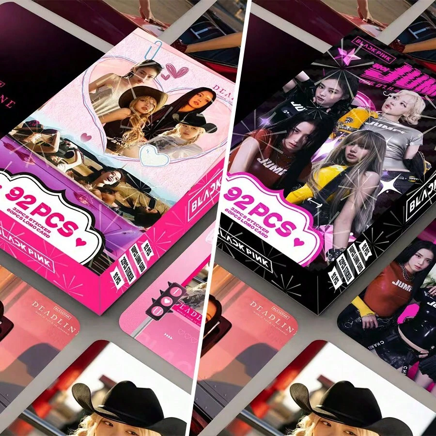 Cartas coleccionables premium de Black Pink | Edición limitada OT4 | Condición de menta con fecha límite | Mercancía KPOP rara Edición de gira mundial Cartas coleccionables KPOP Mercancía 124 piezas de cartas láser (incluidas 64 pegatinas) Cartas LOMO - Multicolor - Ver 1