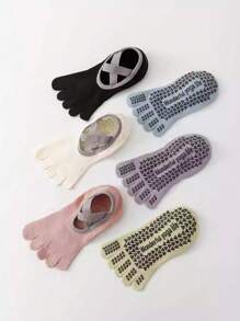 1/3/6 pares de calcetines de yoga de cinco dedos para mujer, calcetines profesionales finos, transpirables y antideslizantes para deportes en interiores, danza, pilates, calcetines de otoño