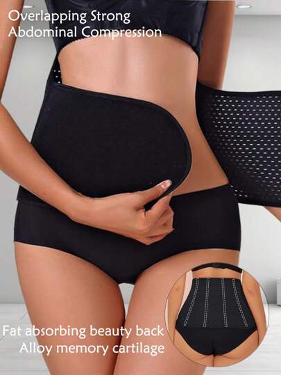 Postpartum Belly Wrap, Waist Slimming Body Shaper, Breathable Hook And Loop Hollow Waist Cincher