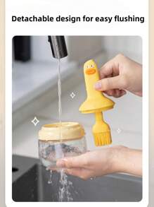 1 pieza Cepillo para barbacoa, cepillo de aceite resistente a altas temperaturas para el hogar, cepillo de silicona para aceite, botella de cepillo de aceite especial para hornear integrada