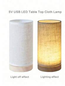 1pc Modern Scandinavian Wooden Frame Table Lamp With Linen Shade, Warm Light LED Lamp With USB Power, Creative Lamp For Bedroom, Living Room, Dining Room, Office - one-size - View 6
