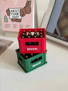 1pc Mini Realistic Beer Crate Dollhouse Decor, Multiple Colors Available, Beverage Crate Model, Creative 3D Decorative Piece, Mini Accessory Prop, Creative Miniature Furniture, Display Craft, Office Desk Ornament, Mini Craft, Home Decor, Photography Prop Model, Home Accessory, Furniture Model, Home Decoration, Miniature Craft - Multicolor - View 3