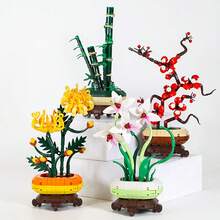 Bộ đồ chơi xếp hình MOC chủ đề cây cối - Hoa mai/Hoa cúc/Hoa lan/Cây trúc may mắn, bộ xếp hình hoa dành cho người lớn, bộ đồ trang trí nhà cửa tự làm thủ công - Quà tặng sinh nhật/Giáng sinh/Halloween/Ngày lễ tình nhân/Ngày của Mẹ - Nhiều màu - Xem 3
