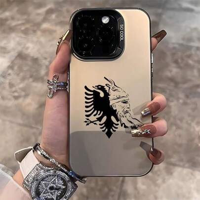 Kreative Albanien Muster Handyhülle geeignet für iPhone 16, 15, 14, 13, 12, 11 Pro Max, X, XR, XS Max, 8, 7 Plus Stoßfeste Matte Rückseite Abdeckung