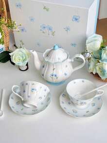 1 Set Ceramic Coffee Cup & Saucer, Suitable For Home Kitchen, Restaurant, Living Room, Gift, Drinking Water, Tea, Coffee, Milk, Juice, Wedding, Party, Birthday