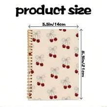 1 件 5.5*8.3 英寸樱桃与丝带设计精装螺旋笔记本 - 学院横格日记本，适合学校、办公室、日记本 - 送给女性、教师、学生、学校、学生用笔记本的完美礼物 - Cherry 設計 - 查看 2