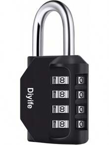 Candado Combinación 4 Dígitos Diyife Resistente Intemperie para Gimnasio Valla Puerta Negro 1U - Negro+Azul Oscuro+Rosa - Ver 1