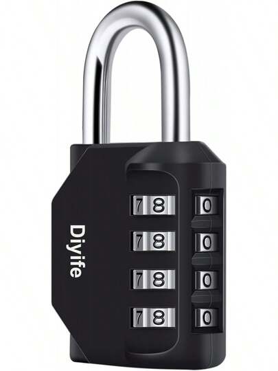 Candado Combinación 4 Dígitos Diyife Resistente Intemperie para Gimnasio Valla Puerta Negro 1U