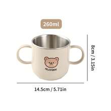Cană de apă din oțel inoxidabil 304 cu mâner, cană de cafea cu lapte cu perete dublu, model drăguț de desene animate, cană detașabilă anti-opărire, potrivită pentru copii, studenți și adulți, pentru a fi utilizată la școală, birou, camping în aer liber, picnic