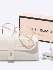 LINFEMAND Ultra-Light Round Metal Decor Fashion Non-Prescription Glasses For Women, Unique Metal Leg High-End Eyewear Accessory, Holiday Gift - Clear - View 15