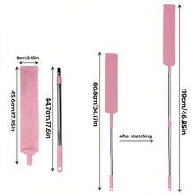 1pc Dusters For Cleaning, Floor Duster With Extension Pole Bendable Microfiber Head, Washable Cleaner,Duster For Furniture Bed Bottom - Dusty Pink - View 5
