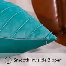 Pillows Sofa BedChristmas Green Velvet Throw Pillow Covers 18x18 Inch Pack Of 2 With Gold Leather Home Decorative Cushion Cases Luxury Modern Pillow Covers Sofa Bedroom Livingroom Car - Xanh nước biển - Xem 5