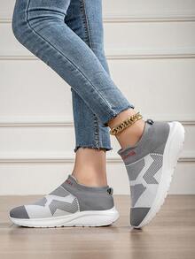 Damen Mode Lässig Sportschuhe, Mesh Flats Slip-On Loafer, atmungsaktive Reiseschuhe, Sneaker mit niedriger Spitze, bequeme Laufschuhe für alle Jahreszeiten