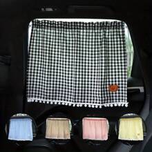 1 格子可爱熊设计汽车遮阳板 - 弹性吸盘车窗罩，防紫外线，耐用提花面料内饰配件，有趣的设计。 - 均碼 - 查看 1