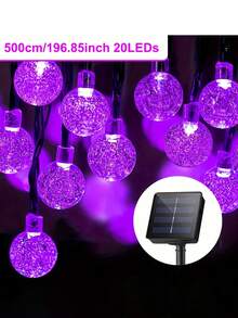 Solar Light String, Solar IP65 Bubble Ball Light String, Crystal Ball Solar Light With 8 Functions, 20LEDS Warm White Color Blue Purple Five Colors Christmas Halloween Decorations