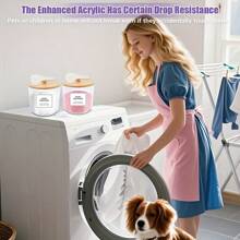 2 包洗衣凝珠容器，透明洗衣房整理容器，大号洗衣粉储存容器，带盖和标签，用于增香剂、粉末、凝珠、浴室配件、房间装饰 - 彩色 - 查看 2