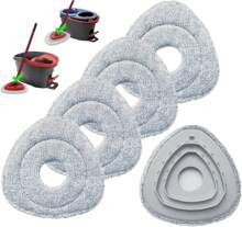 Flat Mop Head Replacements For Ocedar, Microfiber Mop Head Refill For O-Cedar EasyWring And RinseClean Spin Mop, 4 Pack Flat Spin Mop Pads &Amp; 1 Plastic Pad For Cleaning Floor, Wall, Ceiling