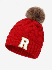 1 chiếc mũ len chữ cái cho bé, mềm mại, ấm áp và thoải mái, thích hợp cho bé trai và bé gái mặc ngoài trời vào mùa thu/đông. - Đỏ - Xem 43