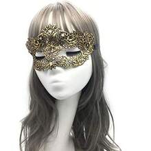 IMapo Masquerade Masks 5 Pack Sexy Women Girl Lace Eye Mask Opera Halloween Dancing Evening Party Elegant Mardi Gras Lady Eye Mask Gold