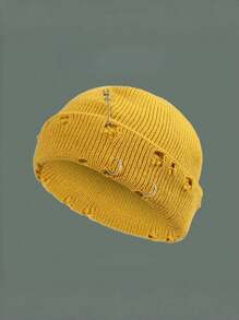 1 件男士街头风格亚克力保暖纯色铁环做旧便帽，百搭户外嘻哈帽，秋冬秋季服装 - 彩色 - 查看 18