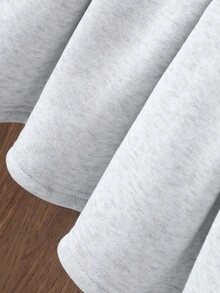 8-12 Years Old Girls Casual Hooded Long Sleeve Sweatshirt Dress, Cute Cartoon Pattern With Pleated Hem, Autumn/Winter - Grey - View 6