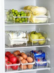 1 pieza/2 piezas Caja de almacenamiento tipo cajón para refrigerador, caja de almacenamiento transparente de acrílico para bebidas y aperitivos, caja de almacenamiento de alimentos, caja de almacenamiento de gran capacidad para frutas, verduras, huevos, botellas y latas, adecuada para refrigerador, congelador, gabinete, despensa, caja de almacenamiento de cocina y gabinete de almacenamiento, caja de almacenamiento de cocina reutilizable, accesorios de cocina - Multicolor - Ver 8