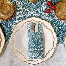 10Pcs/30Pcs-Pack White Paper Party Plates With Golden Foil Scalloped Edging For Birthday Wedding (9 Inches)