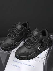 男士四季时尚、百搭、舒适、防滑、轻便、低帮滑板鞋 - 黑色 - 查看 7