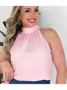STYLISH WOMEN'S HIGH NECK TIE-UP BLOUSES - Baby Pink - View 1
