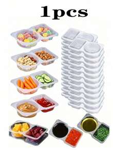 1/5/10pcs Portable Dual Compartment Condiment Containers - Reusable Plastic Sauce And Dip Trays, Multi-Function Dip Cups With Lids, Salad Sauce Take-Out Containers, Seasoning Boxes With Dual Compartments, Dual Compartment Snack Containers For Take-Out Sauces, Back To School, Halloween, Travel Snacks And Sauces, Beach Snacks, Christmas, Halloween, Mother's Day, 4th Of July, Parties, Birthday Parties, Gatherings