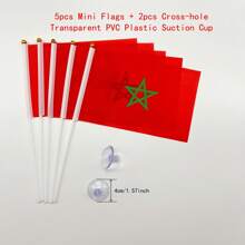 Moroccan Handheld Flags - Polyester Fabric With Plastic Rods - Durable Polyester - Versatile Use For Events, Parties, Business, School, Sports, Festivals - Multicolor - View 13