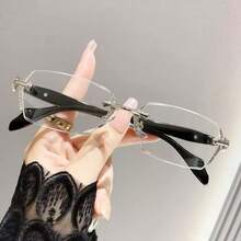 Light Rimless ReadingGlasses Fashion Women MenDiamond Cut Edge Presbyopic Eyeglasses Anti-FatigueEyewear Anti UV Ray Computer Gaming Glasses BlueBlockers For Women/Men - 銀色 - 查看 2
