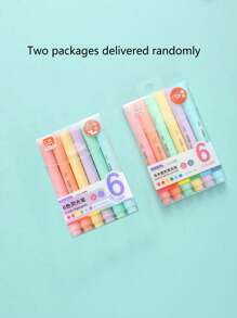 1box/6pcs Macaron Colored Fluorescent Highlighter With Slanted Head And Eye Protection Effect,Colored Marker Pen, Student Stationery Back To School