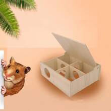 Hamster Wooden Tunnel Cage Secret Peep Shed And Explore Hideout Flip Design Hamster Tunnel - Multicolor - View 6