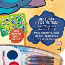 Lilo & Stitch KIT GIGANTE DE COLORIR  41X38 CM STITCH 30 FOLHAS, COM 6 TINTAS, PINCEL E ADESIVOS