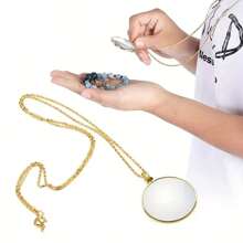 1/2Pcs Metal Magnifying Glass,Sweater Chain Jewelry Magnifying Glass,Neck Magnifying Glass Magnifying Glass Pendant 10x Magnifying Effect Fashionable Magnifying Glass Mother's Day Gift For Enlarged Fonts