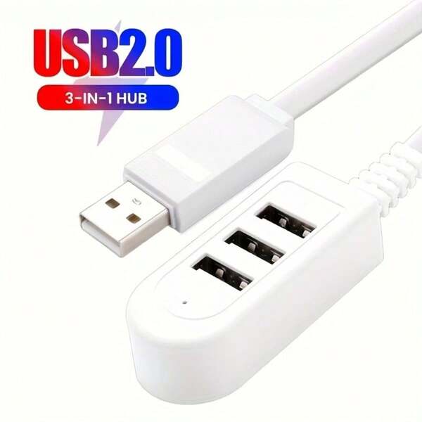 3-Port USB Hub, USB Splitter With 3 USB-A Ports, USB Extender For Laptop, Car, IMac, Air, Pro, And More