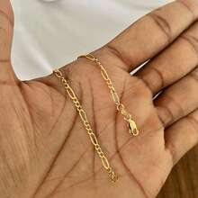 Men's Bracelet 2mm 3x1 Bracelet 18k Gold Plated - Gold - View 2