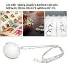 1/2Pcs Metal Magnifying Glass,Sweater Chain Jewelry Magnifying Glass,Neck Magnifying Glass Magnifying Glass Pendant 10x Magnifying Effect Fashionable Magnifying Glass Mother's Day Gift For Enlarged Fonts