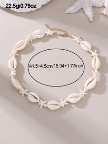 1/2pcs Fashionable Bohemian Beach Shell & Starfish Series Beaded Necklace, Accessory For Girls Daily & Holiday