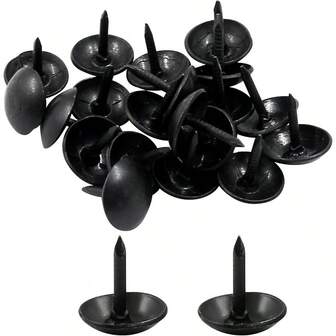 Hitefu 200Pcs Black Upholstery Tacks For Upholstered Furniture Cork Board Sofa DIY Projects Or Home Decor Antique Metal Thumb Tacks Round Head Upholstery Pins 9 X 9mm