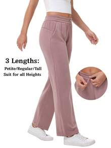 Women's Petite/Regular/Tall 3 Lengths Soft Rayon Sweatpants Breathable Pants With Adjustable Shockcord  Casual With Available Inseam - Màu Hồng baby - Xem 5