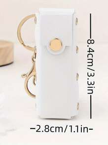 Customized Text Portable Lipstick Case With Heart Shaped Mirror, Cute Minimalist Keychain