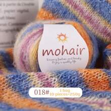 250g/Packung, 10 Stücke Farbverlauf Mohair Garn Kugeln, Zebra gestreifter Stil, DIY Strickmaterial für modische Hohlpullover, Schals, Mützen, Schals