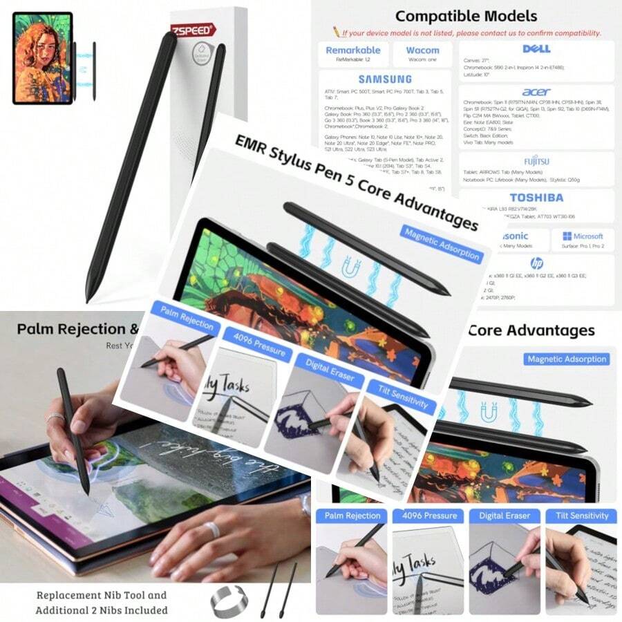 Remarkable 2 Pen EMR Stylus Pen With Eraser 4096 Pressure Level Palm Rejection And Magnetic Adsorption Compatible With Remarkable 2 1  Galaxy Kindle Scribe Boox